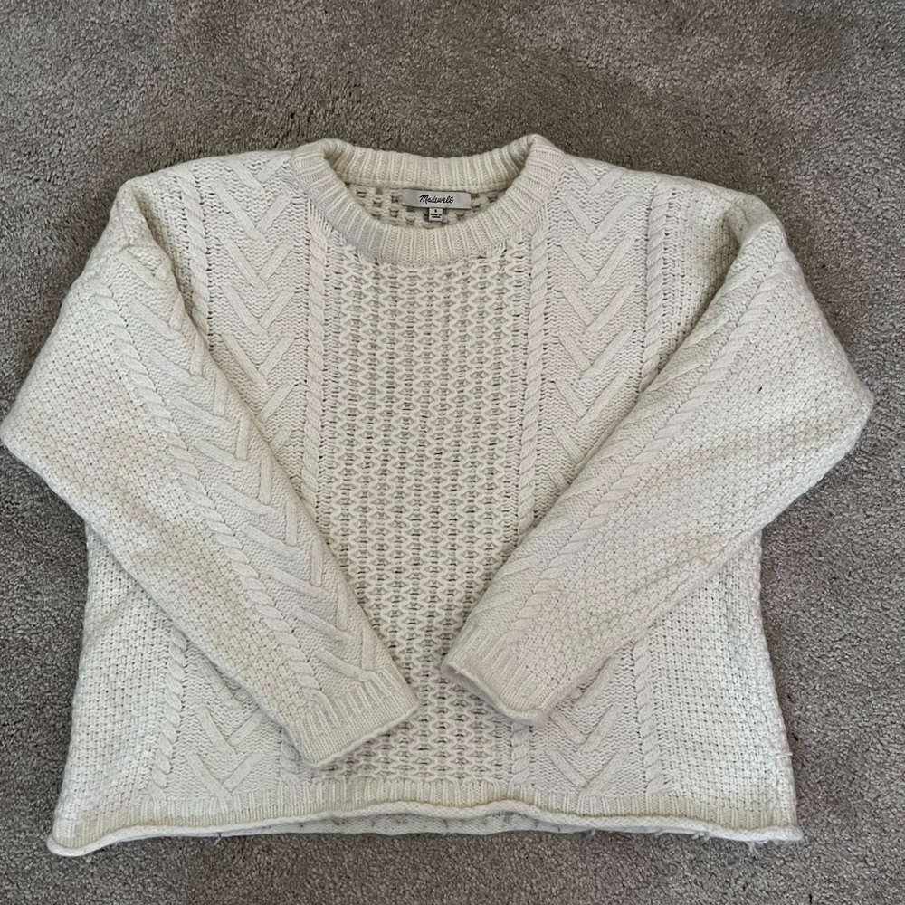 Madewell Cream Cable Knit Sweater